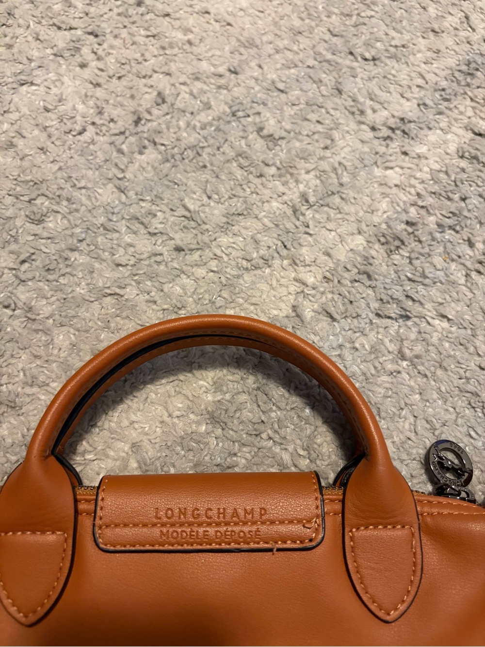 Longchamp Le Pliage Cuir Mini Leather Crossbody Bag Cognac Tan Brown - Picture 8 of 13